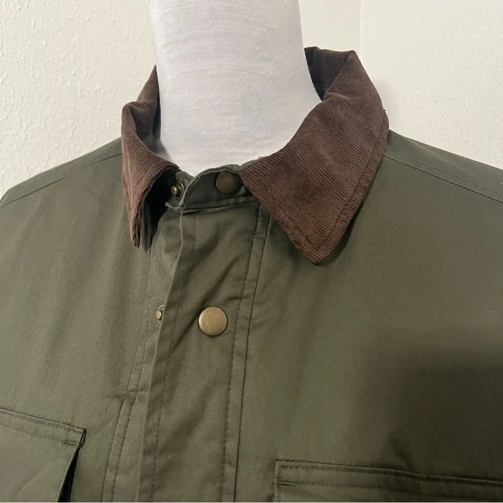 Old Navy Men’ Size Large Water-Resistant Cotton-Twill Barn Coat Olive Brown NWT